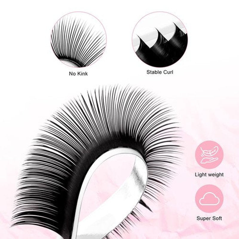 TDANCE Classic Lash Extensions Flat Lashes Eyelash Extensions 0.2mm C Curl Ellipse Eyelash Extensions 12mm Mixed Black Matte Individual Lashes Salon Use(Flat,C-0.2,12mm)