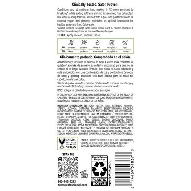 Biotera Long & Healthy Strengthening Conditioner | Long or Growing Hair | Microbiome Friendly | Vegan & Animal Test Free | Paraben Free | Color-Safe | 32 Fl Oz