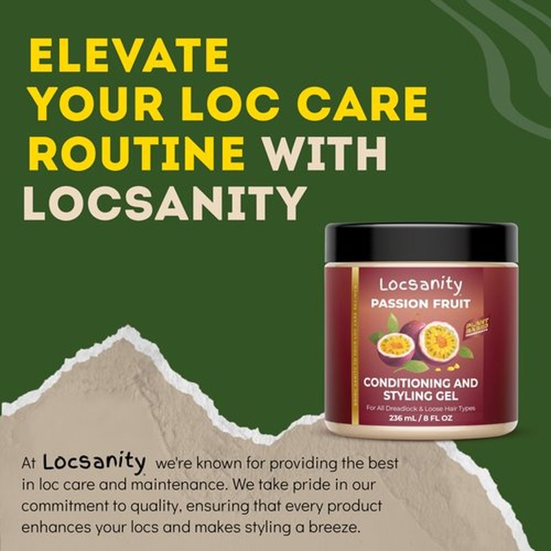 Locsanity Passion Fruit Conditioning and Styling Hair Gel – Braiding Gel for Dreadlocks, Twists and Sisterlocks, Loose Natural Hair, and All Types of Locs