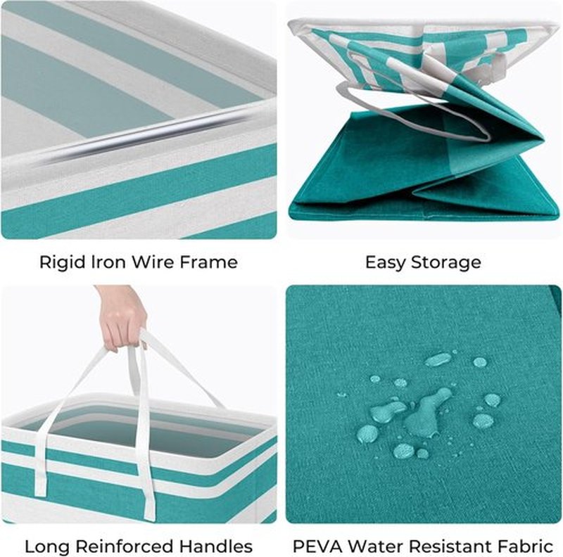 HomeHacks Large Waterproof Laundry Basket - Collapsible Hamper with Extended Handles | 75L Green