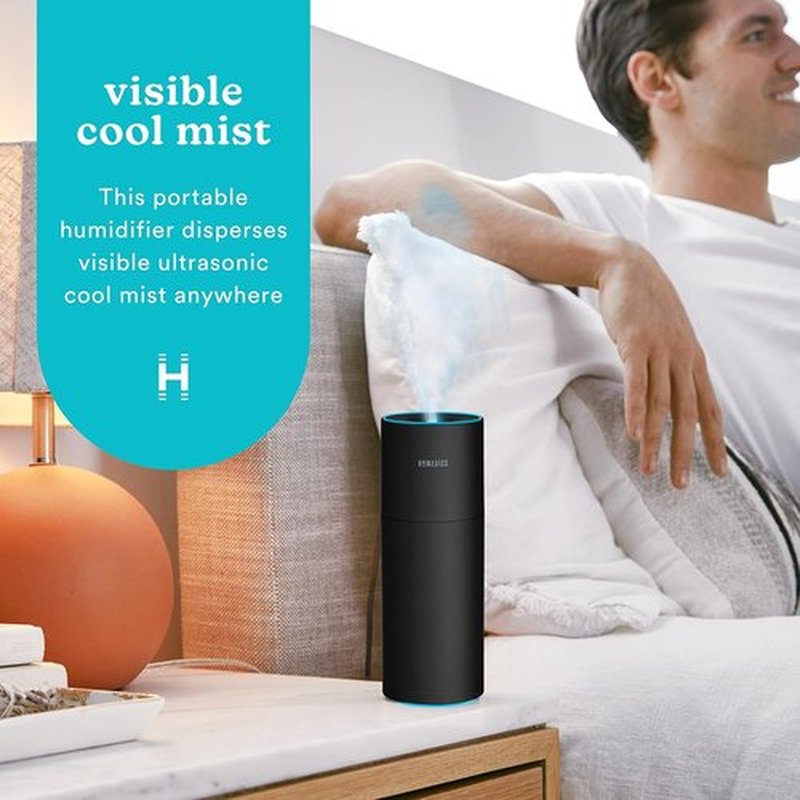 Homedics Portable Humidifier - Cool Mist Air Humidifier with Color-Changing Light | Compact for Travel & Office