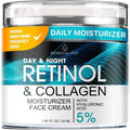 Face Moisturizer Retinol Cream, Anti Aging Neck Firming Cream, Collagen Day & Night Face Cream with Hyaluronic Acid for Women & Men, 1.85 Fl Oz