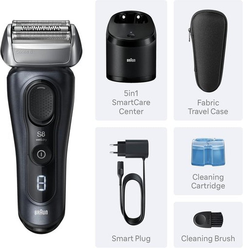 Braun Series 8 8560cc Electric Razor - 4+1 Shaving Elements & Precision Trimmer | Wet & Dry, 60 Min Runtime
