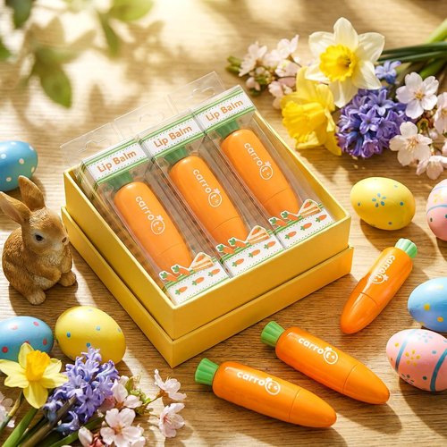 Skiennix Carrot Lip Balm - Moisturizing & Nourishing Easter Gift Set | 6 Pcs for Women & Adults