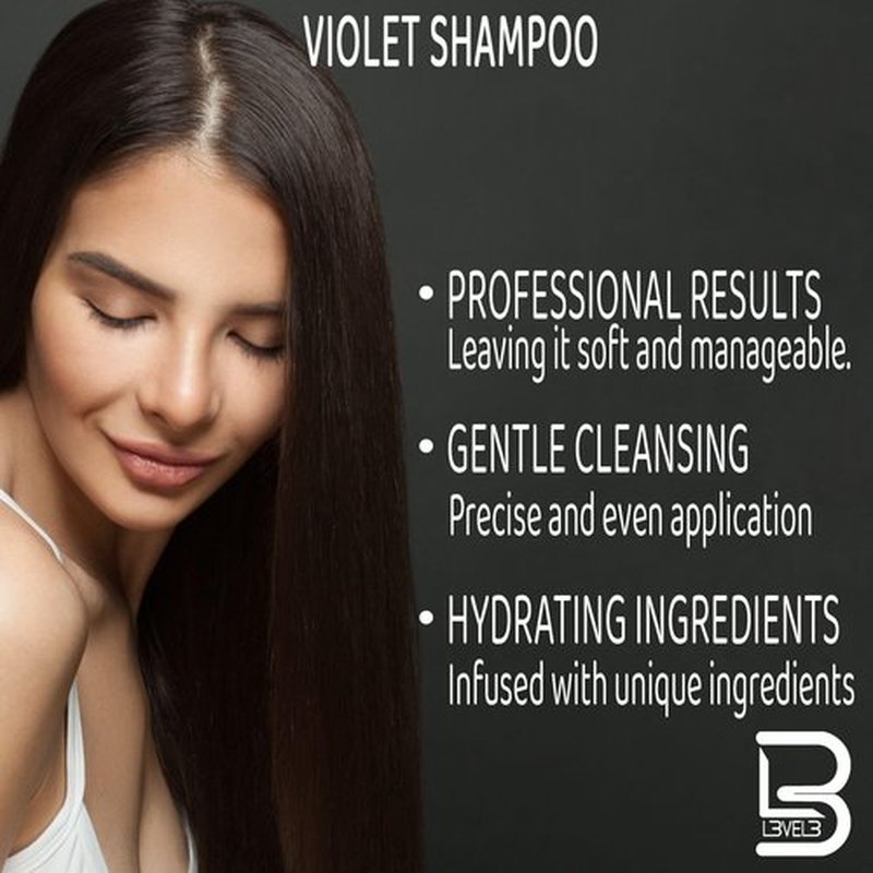 L3 Level 3 Violet Shampoo with Color Protection - Moisture Balance - Hair Repair and Strengthen - 9.47 Fl Oz
