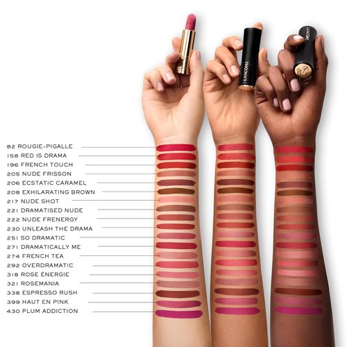 Lancôme L’Absolu Rouge Drama Matte Lipstick - Ultra Matte Finish, 8HR Full Coverage, Moisturizing Ceramides & Hyaluronic Acid