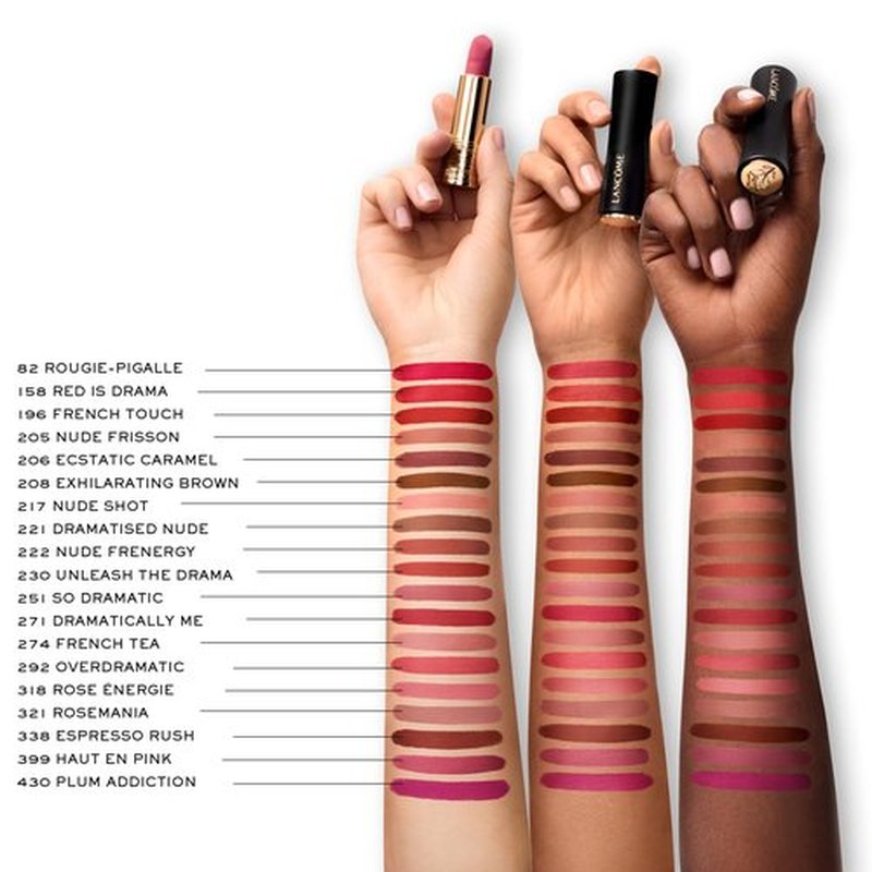 Lancôme L’Absolu Rouge Drama Matte Lipstick, Ultra Matte Finish, 8HR Full Coverage Color with Ceramides, Hyaluronic Acid, Rose Extracts for Moisture & Comfort, Smudge-Resistant - 430