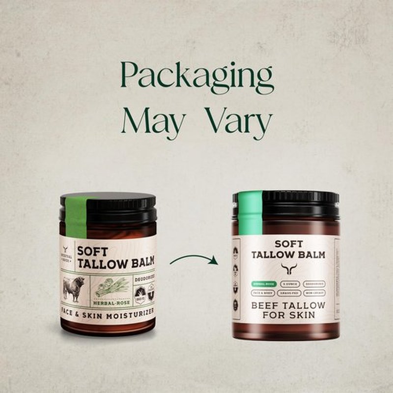 Ancestral Haven Beef Tallow for Skin - Tallow And Herbal Balm For Face - Gift Ready Box - Tallow Face Moisturizer - Tallow Balm - Grass Fed Tallow Face Cream Lotion (5.0 Oz, Herbal-Rose)