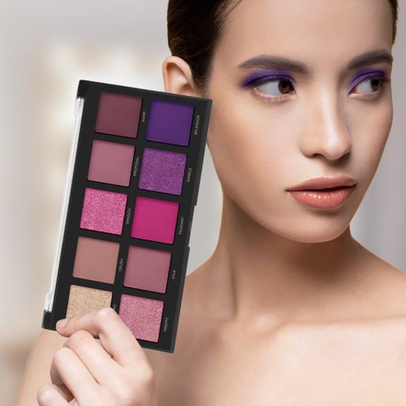 Profusion Cosmetics 10 Shade Eyeshadow Palette - High Pigmented Multi-Finish Colors, Vegan & Cruelty-Free, Create Stunning Looks On-the-Go - Travel-Friendly & Versatile Makeup, Fuchsia