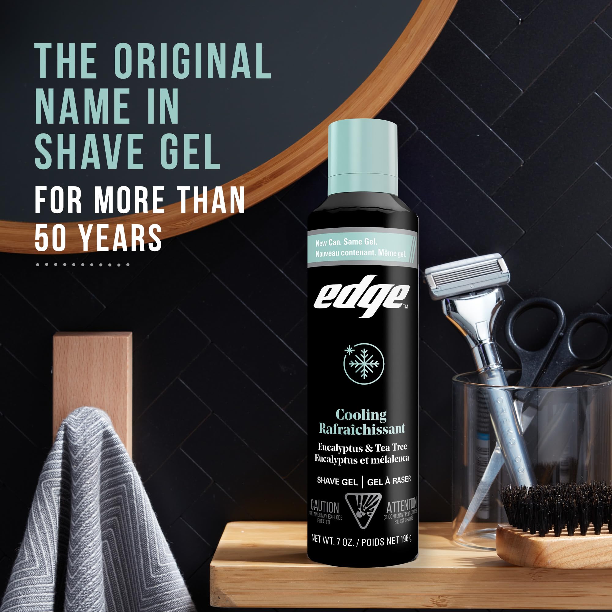 Edge Shave Gel for Men, Cooling Eucalyptus & Tea Tree, 7oz (3 Pack) - Shaving Gel For Men That Moisturizes, Protects and Soothes To Help Reduce Skin Irritation (Packaging May Vary)