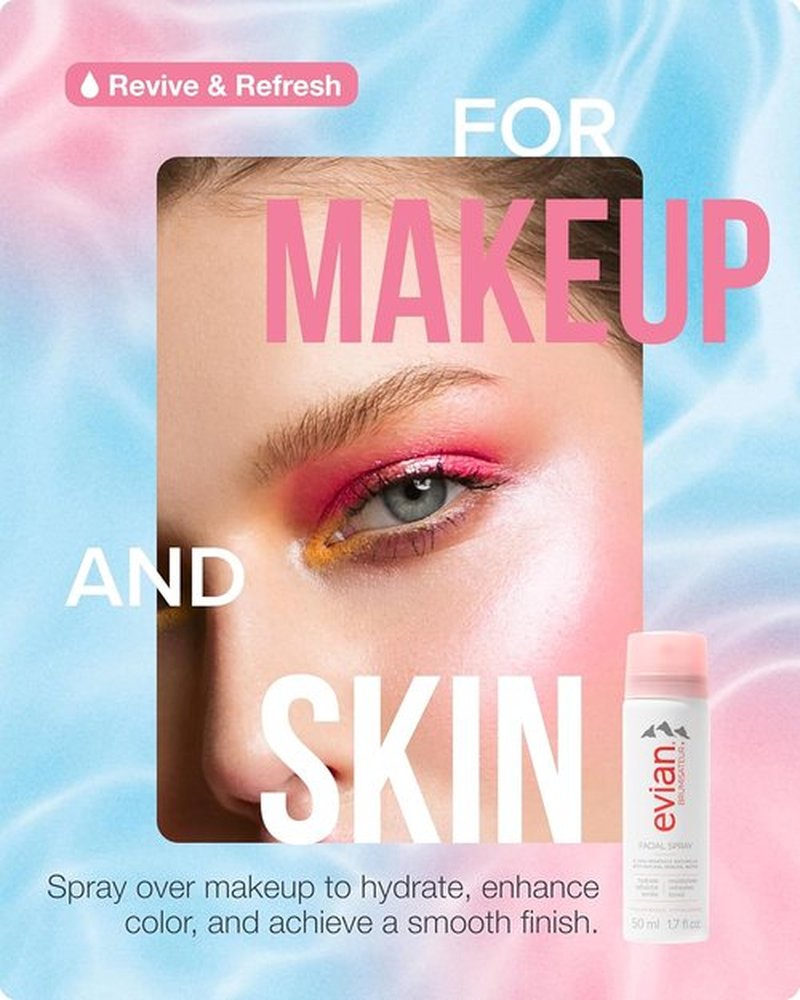 Evian Facial Spray 1.7 oz - Hydrating Mineral Water Mist for Refreshing Makeup & Toning Skin - TSA-Approved Daily Skincare Essential