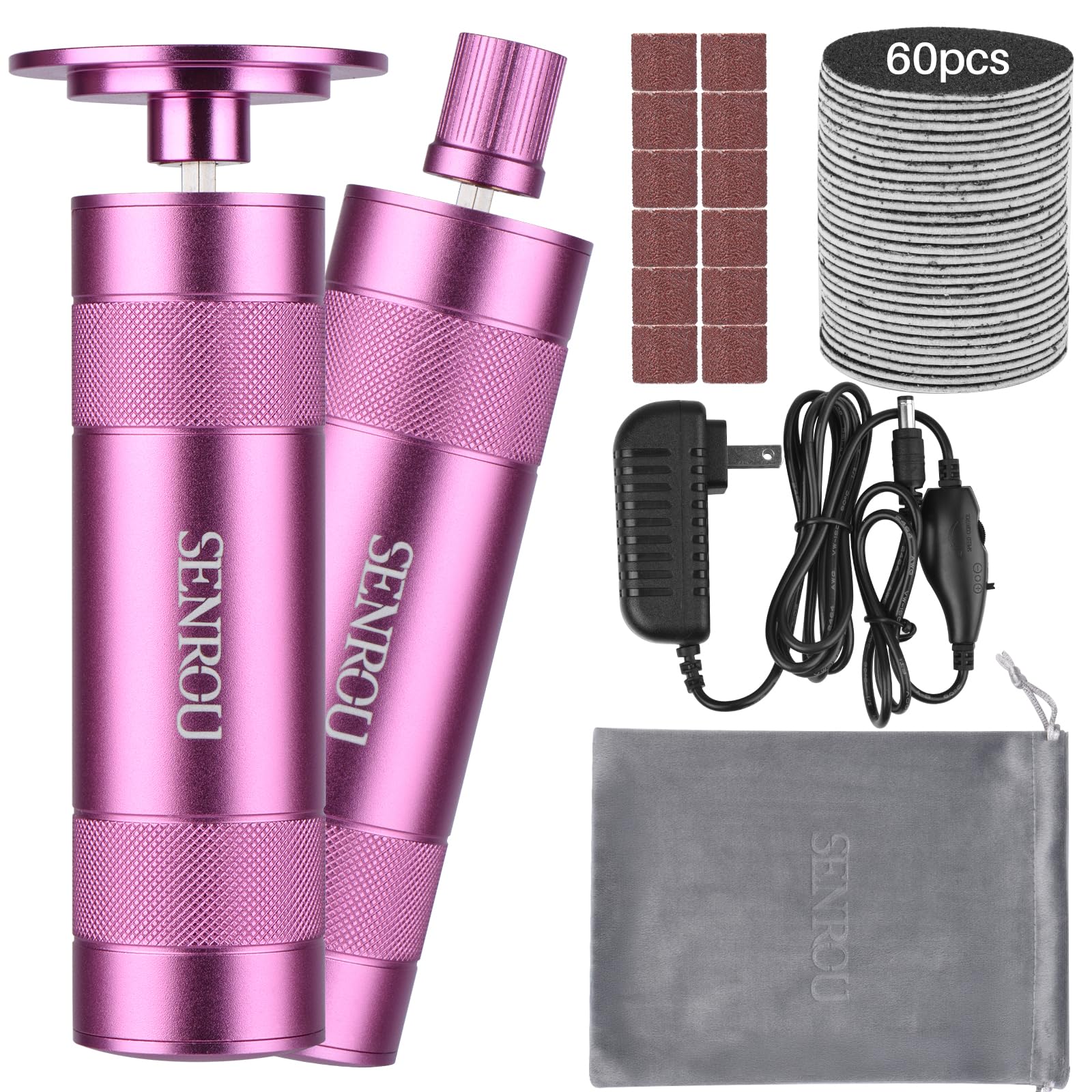 Electric Foot Callus Remover, 2-in-1 Electric Foot Filer/Nail Filer, Callus Remover for Feet with 60Pcs+12Pcs Sandpaper Discs，Holiday Gift Foot Repair Tool, Pink