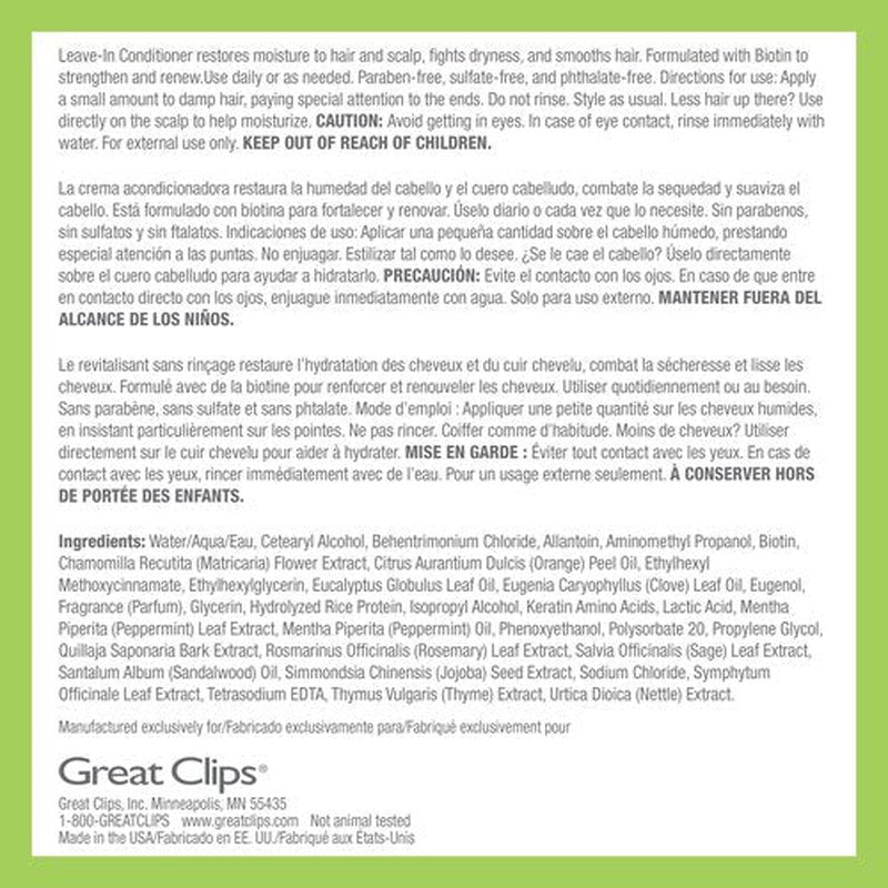 GREAT CLIPS LATITUDE Leave-In Conditioner | Hydrating Leave In Conditioner for Men | Promotes Hair Strength + Renewal | 12oz | Packaging May Vary
