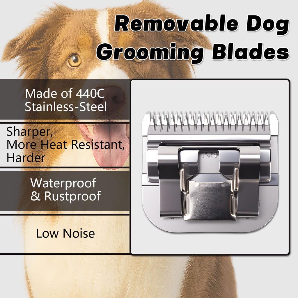 8VR 3 Pack 10# Removable Dog Grooming Blades, Made of Carbonized Steel, Suitable for Andis/Oster A5/Wahl KM Series, Cutting Length 1/16" (1.5 mm)