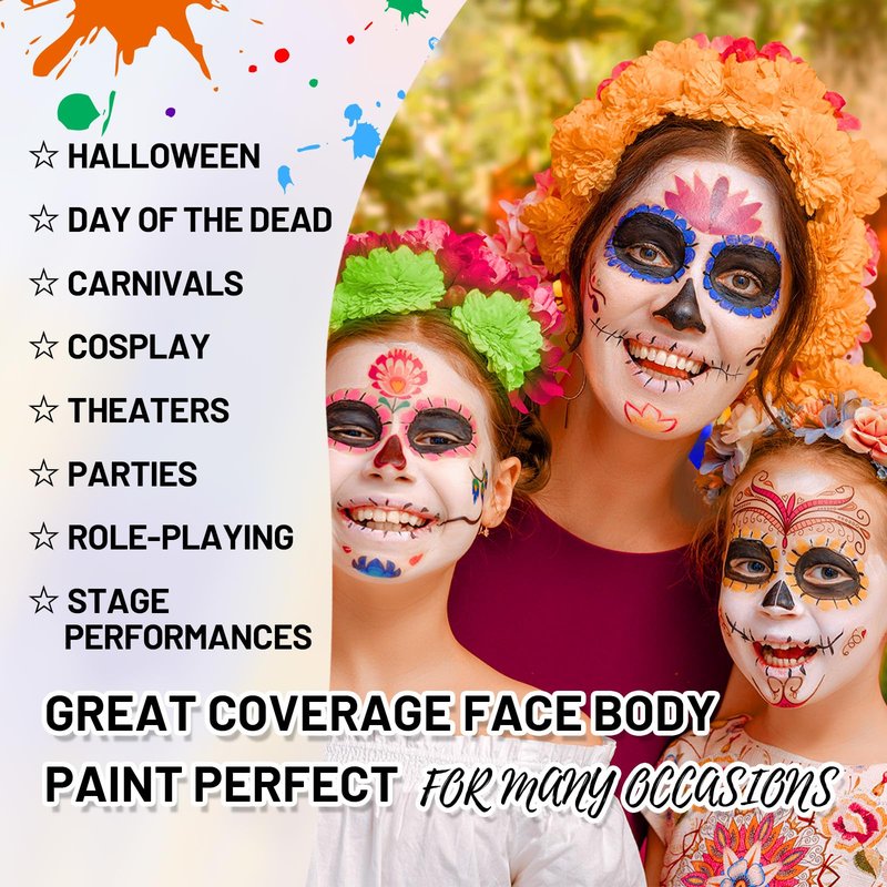 YBUETE Orange Water Based Face Body Paint, 2.37 OZ Large Tube Full Coverage Face Paint for Tiger Pumpkin Cosplay, Washable Orange Body Painting Cream for Adult Carnival Halloween SFX Makeup