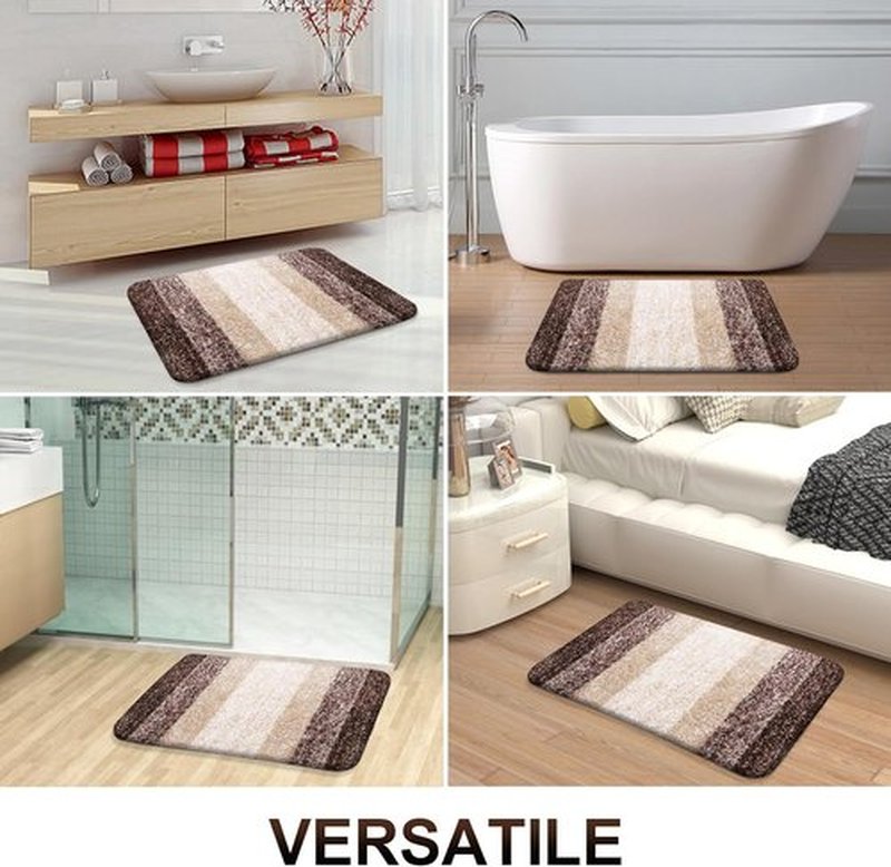 OLANLY Large Bathroom Rugs - Extra Soft Microfiber Mat 47x32 | Quick Dry, Machine Washable, Brown