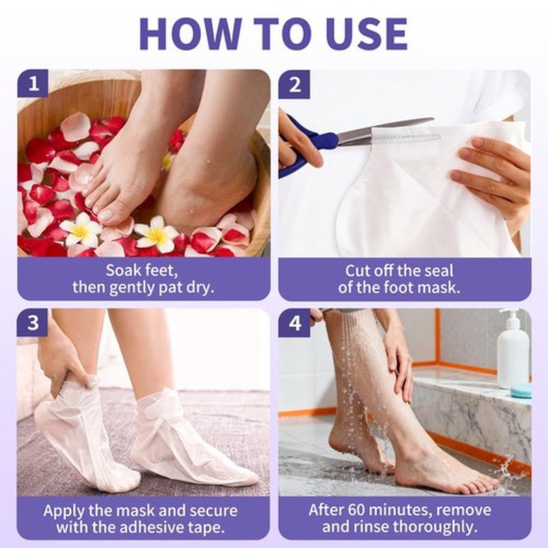 Foot Peeling Mask 5 Pairs - Foot Mask for Dry Cracked Feet, Feet Peeling Masks that Remove Dead Skin for Soft Heels (Lavender)