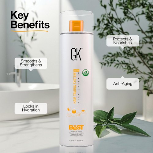 GK HAIR Global Keratin Smoothing Treatment - Professional Brazilian Blowout for Silky, Frizz-Free Hair (33.8 Fl Oz)