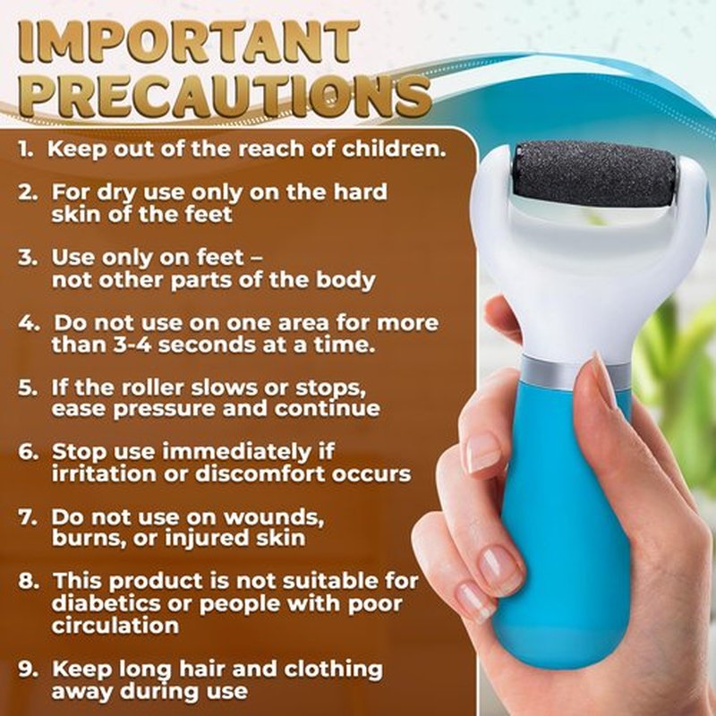 Electric Foot Callus Remover Tool | Batteries Not Included – High-Speed Foot Grinder with Easy-to-Replace Roller – On-The-Go Electric Callus Remover for Feet | Pedicure Tools for Feet Smoothing