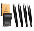 MARKHOR® Black Majesty Eyebrow Tweezers for Women Facial Hair, Splinter and Ingrown Hair Removal Tweezers Set, Professional Pointed and Slant Tweezers for Eyebrows, Precision Tweezers for Eyebrows