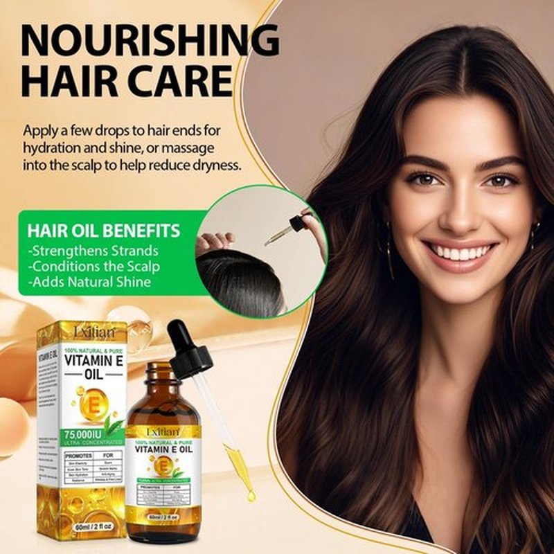 Meifenla Vitamin E Oil for Skin,75,000 IU Pure Vitamin E Oil for Face, Hair,Nail & Body Tightening Plump Skin,Reduce Fine Lines & Scars,Non-GMO