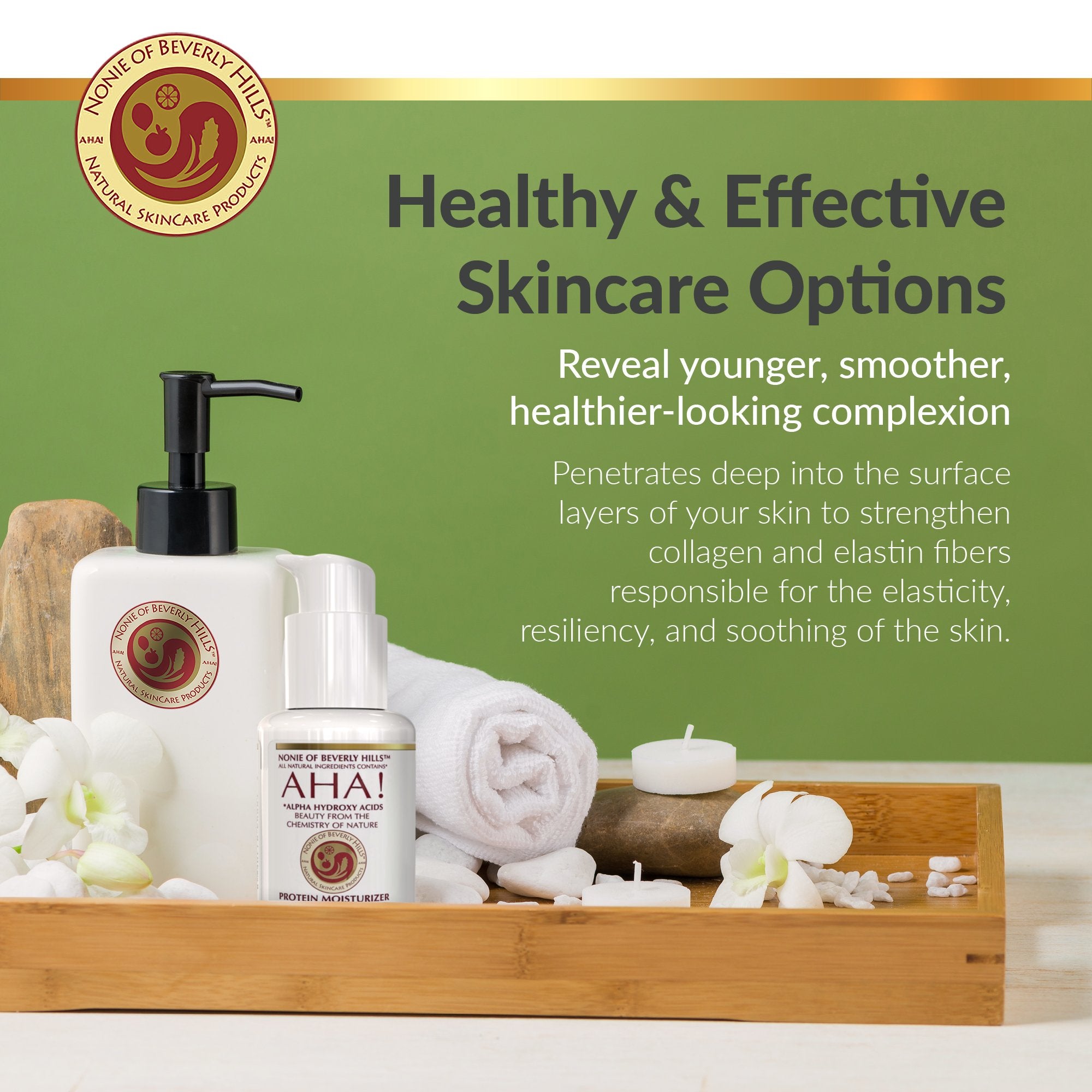 Nonie AHA Protein Moisturizer for Dry Skin Rejuvenating Protein Cream with Alpha Hydroxy Acids 100% Natural & Vegan Ingredients Gentle USA Made