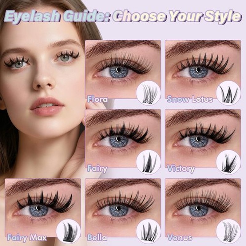 B&Q Fairy Lash Clusters - DIY Lash Extension at Home Beginner-Friendly Manga Lashes, 144pcs Eyelash Clusters with 0.3mm Invisible Band & Waterproof, Salon Look for Daily Work & Parties （Fairy 8-18mm）