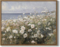 Skiennix Framed Landscape Wall Art - Blue Ocean & White Flower Abstract Prints | Modern 8x10 Inch Decor