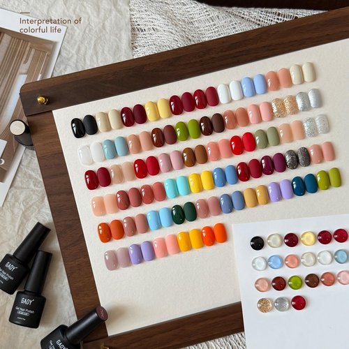 GAOY 60 Pcs Gel Nail Polish Set, 55 Colors All Season Gel Polish Kit Red Nude Black White Burgandy with 5 Pcs Soak off Base Glossy Matte Glitter Top Coat & Builder for Nail Art DIY Manicure at Home