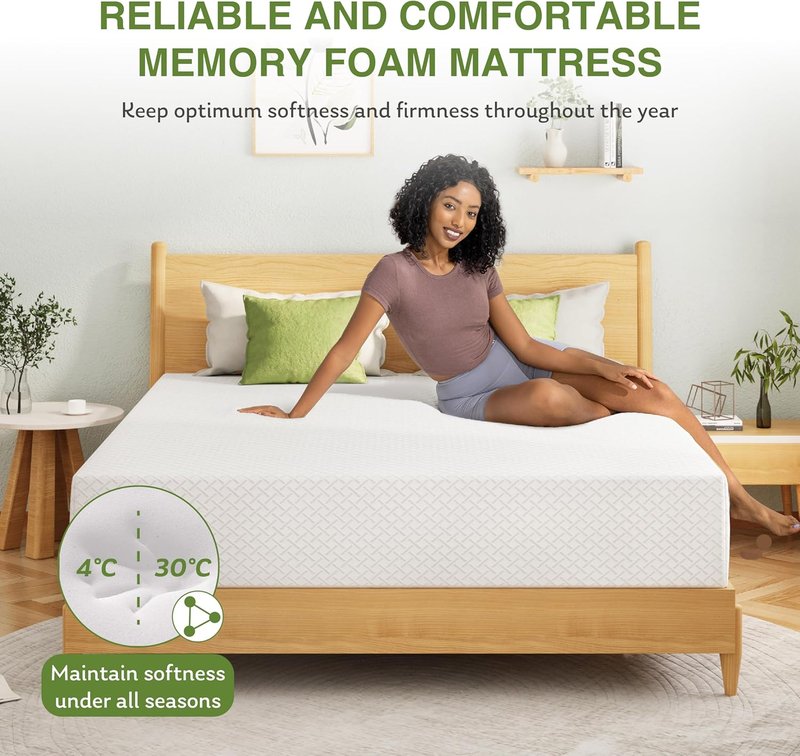 EGOHOME Twin XL Memory Foam Mattress - 14 Inch Cooling Gel Bed Mattress | Medium Firm Support, CertiPUR-US Certified, 80''L x 38''W, White