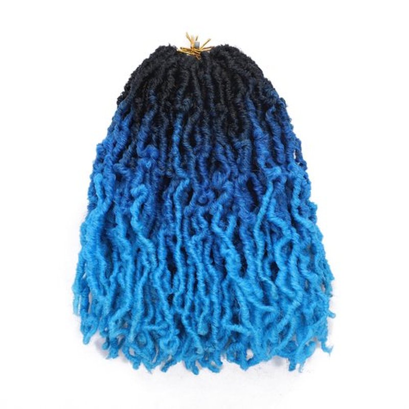 Bylatt 8 Packs Short Faux Locs Crochet Hair 120 Strands 12Inch Soft Locs wavy Dreadlocks Crochet Braids Natural Black Pre-Looped Crochet Hair for Women (1B/Dark Blue/Light Blue, 12 Inch (Pack of 8))
