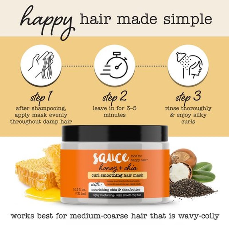 SAUCE BEAUTY Hair Mask, Honey Chia Smoothing Curl Mask for Dry Hair (10.5 Fl Oz) Hydrating, Anti Frizz Softener with Shea Butter, Honey & Chia for Naturally Curly, Wavy & Coily Hair Care