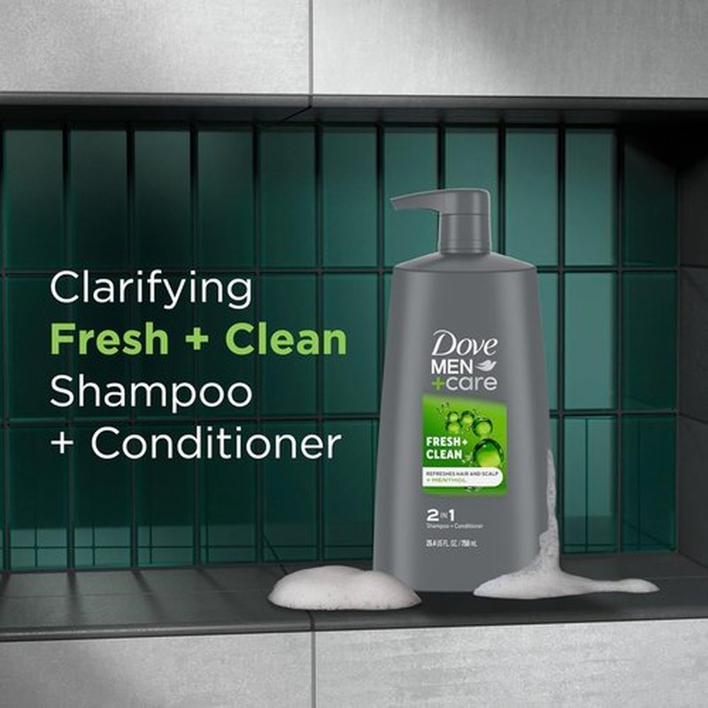 DOVE MEN + CARE 2-in-1 Shampoo & Conditioner - Fresh & Clean, Nourishing Formula | 25.4 oz (4 Count)