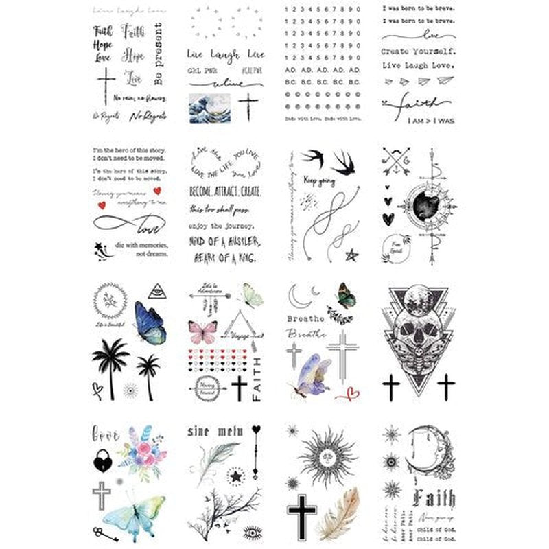 Everjoy Bohemian-inspired Realistic Temporary Tattoos for Women and Men - Waterproof, Long-lasting, and Meaningful Tattoo Designs including Butterfly, Moon, Sun, Love, Letters and Words