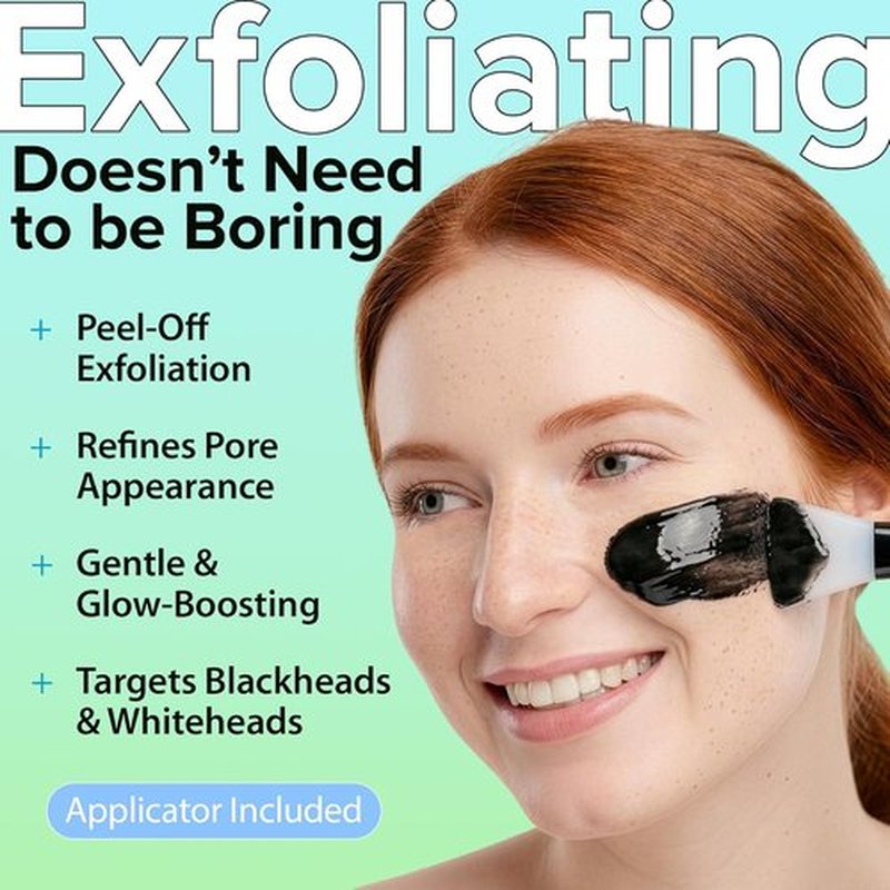 Ebanel Charcoal Peel Off Face Mask Applicator Set - Deep Pore Cleansing Blackhead Remover with Niacinamide & Vitamin C