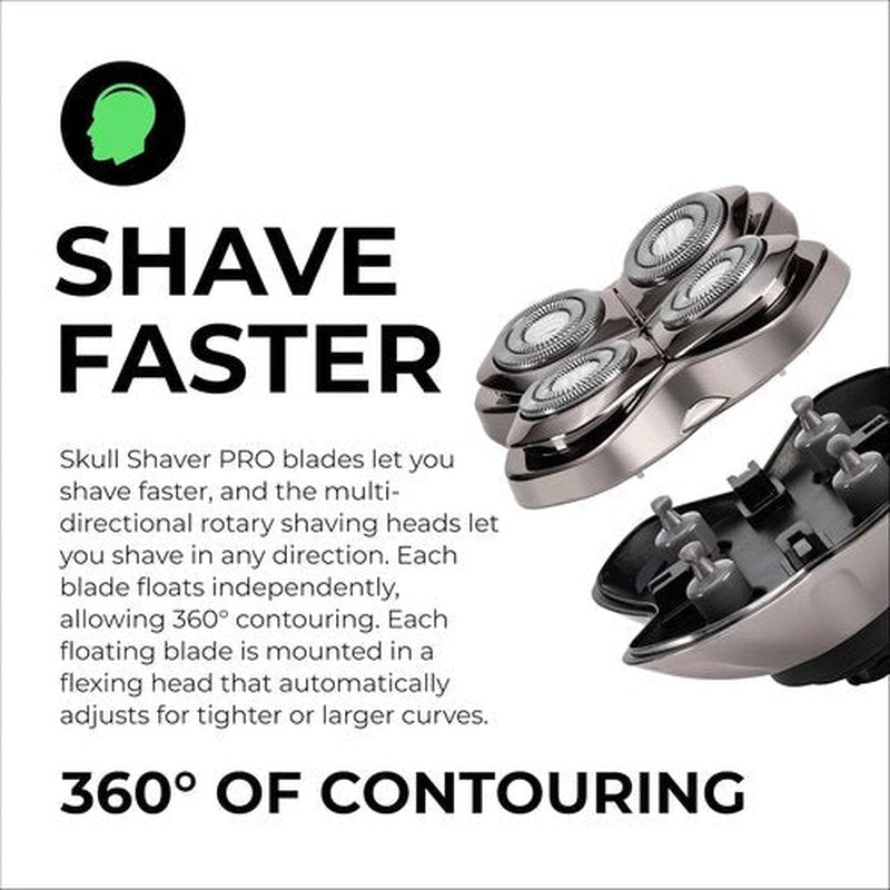 Skull Shaver Forte PRO 4 Head Replacement Blade - Wet & Dry Shaving - Japanese Stainless Steel - Fits Pitbull, Palm & Butterfly Kiss Shavers