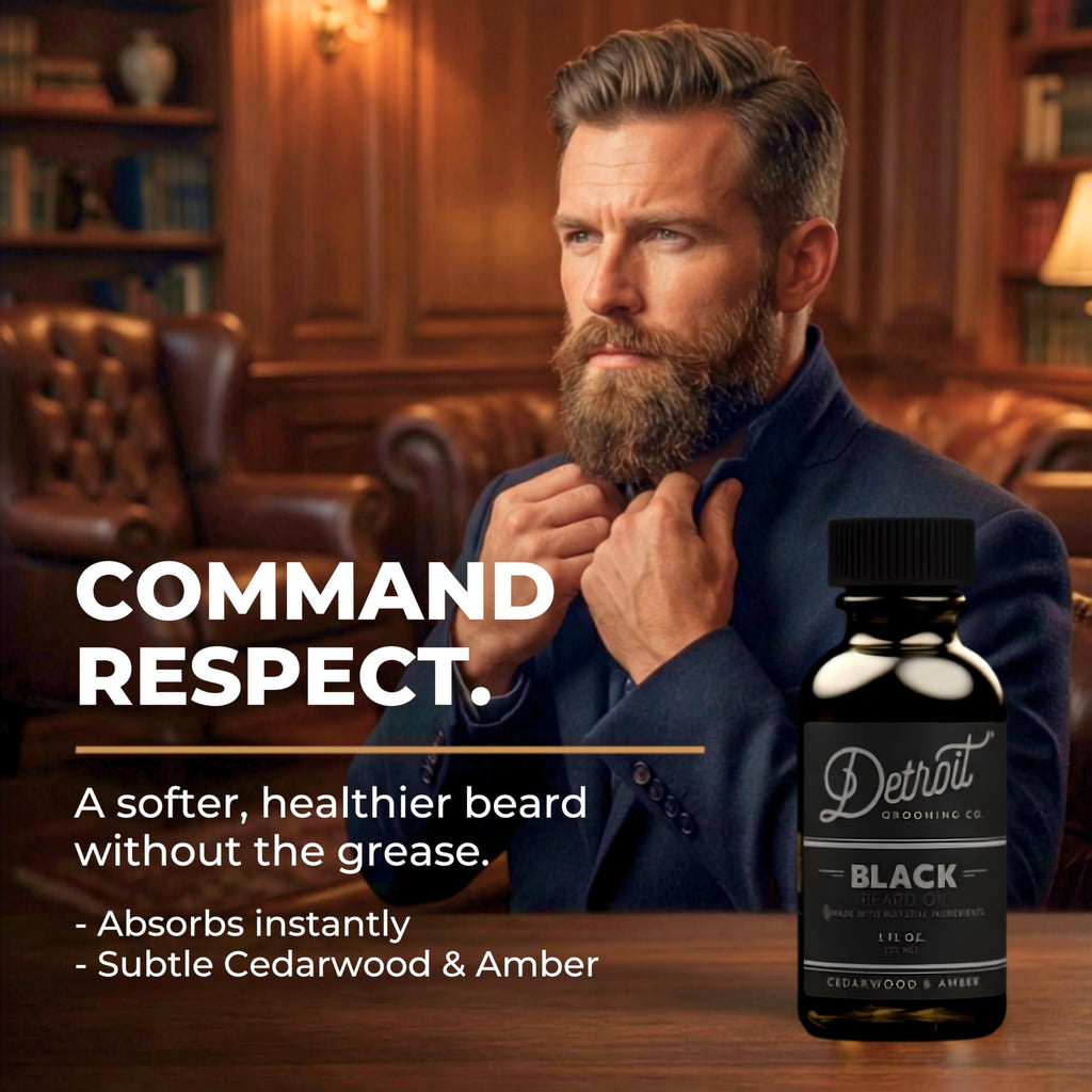 Detroit Grooming Co. Beard Oil | Black | Natural Formula, 1 oz