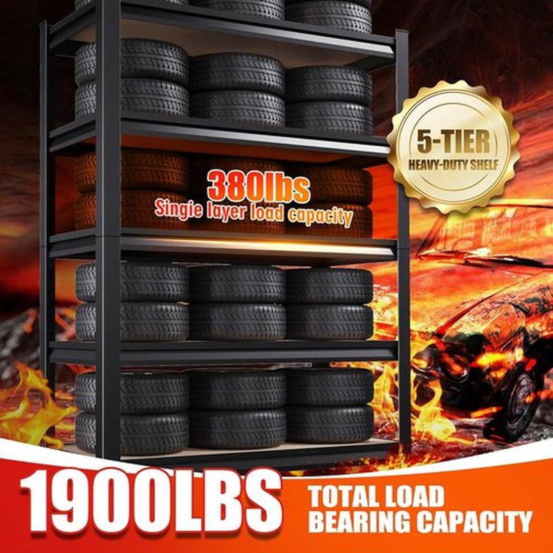 Heavy Duty Metal Garage Shelving by [Brand Name] - 5 Tier Adjustable Storage Unit | 71"H x 28"W x 12"D