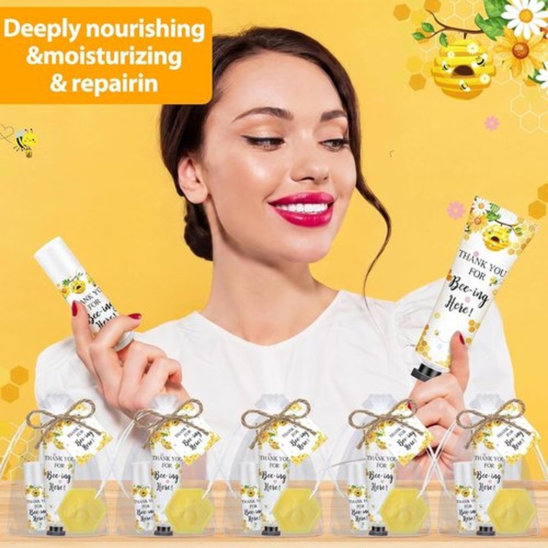 Skiennix Bee Themed Baby Shower Favors - 75 Pcs Sweet As Can Bee Lip Balms & Hand Creams | Perfect Gender Reveal Gift
