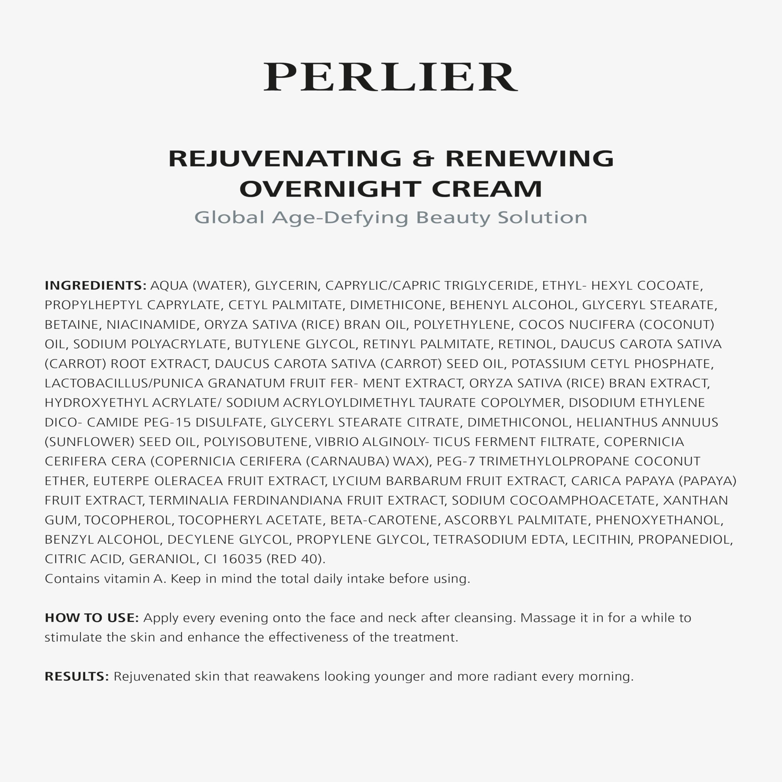 Perlier Platinum Black Rice Rejuvenating & Renewing Overnight Cream, 1.6 fl. oz.