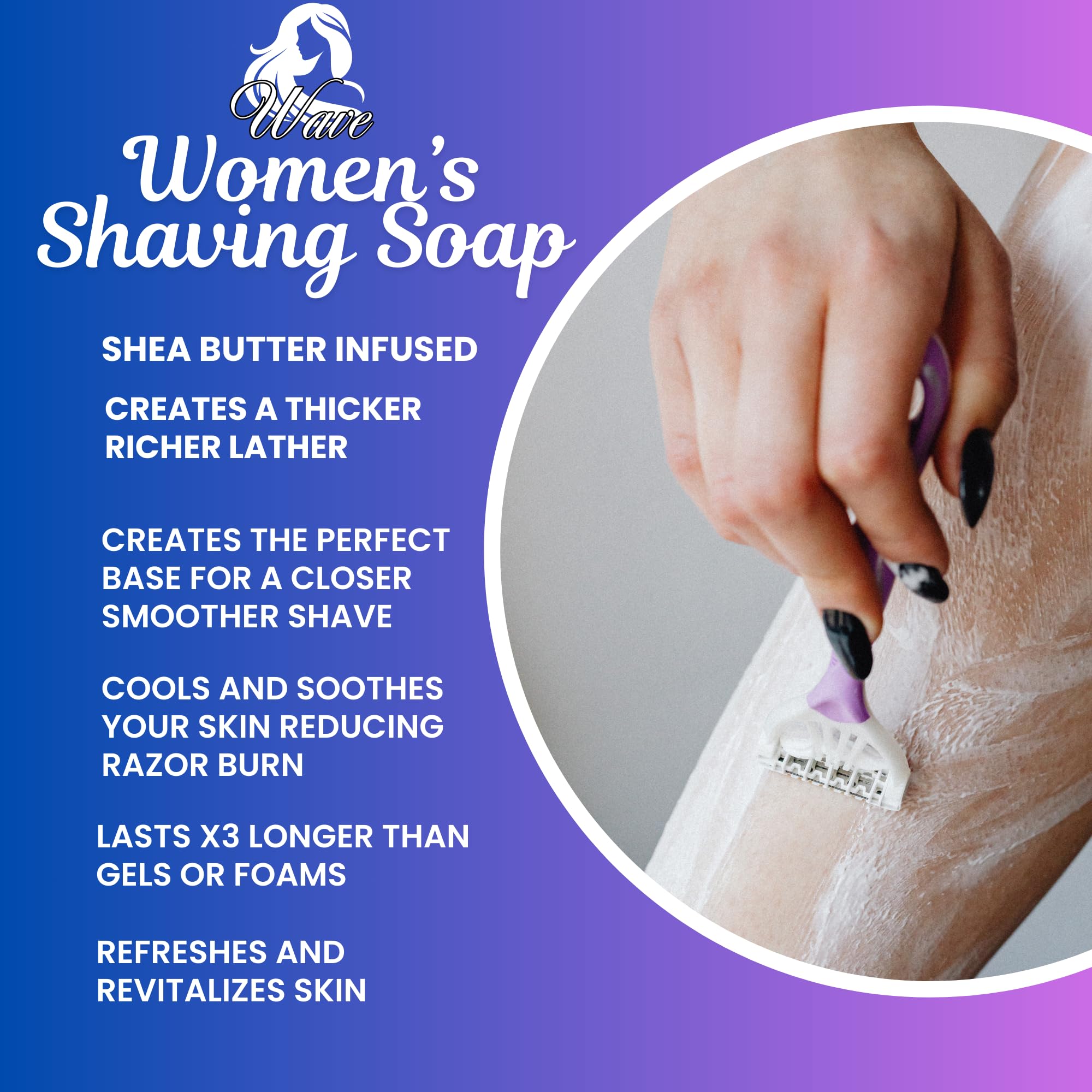 G.B.S Women’s Shaving Soap 3 Pack – Shea Butter Infused Fragrance-Free, Orchid, and Vanilla Citrus – Moisturizing Bar for Sensitive Skin, Long-Lasting, Smooth Shave for Legs & Body