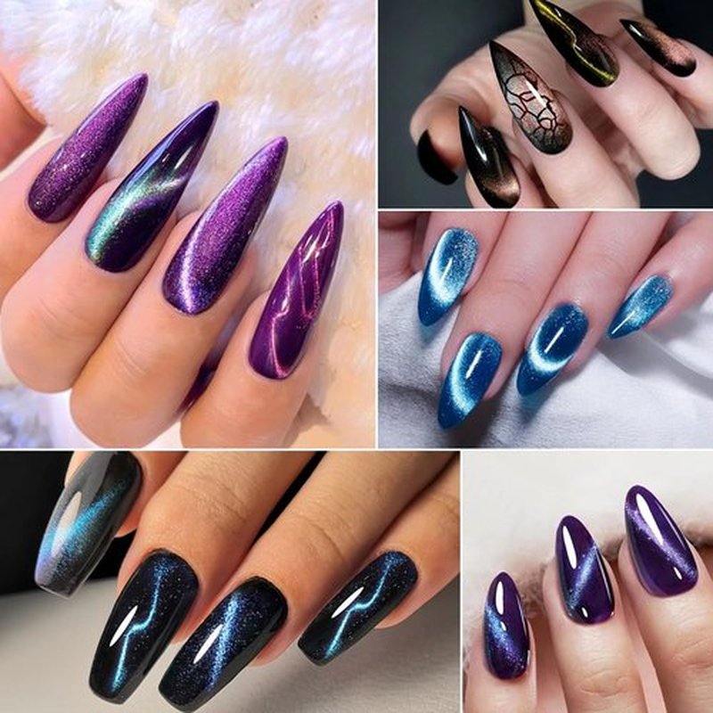 JFIYUOMCI 64Pcs Cat Eye Nail Magnet Tool Set, 3 IN 1 Cat Eye Magnet for Nails, Strong Magnetic Gel Polish Magnets, Cateye Nails Design Tools for DIY At Home Nail Art Accessories