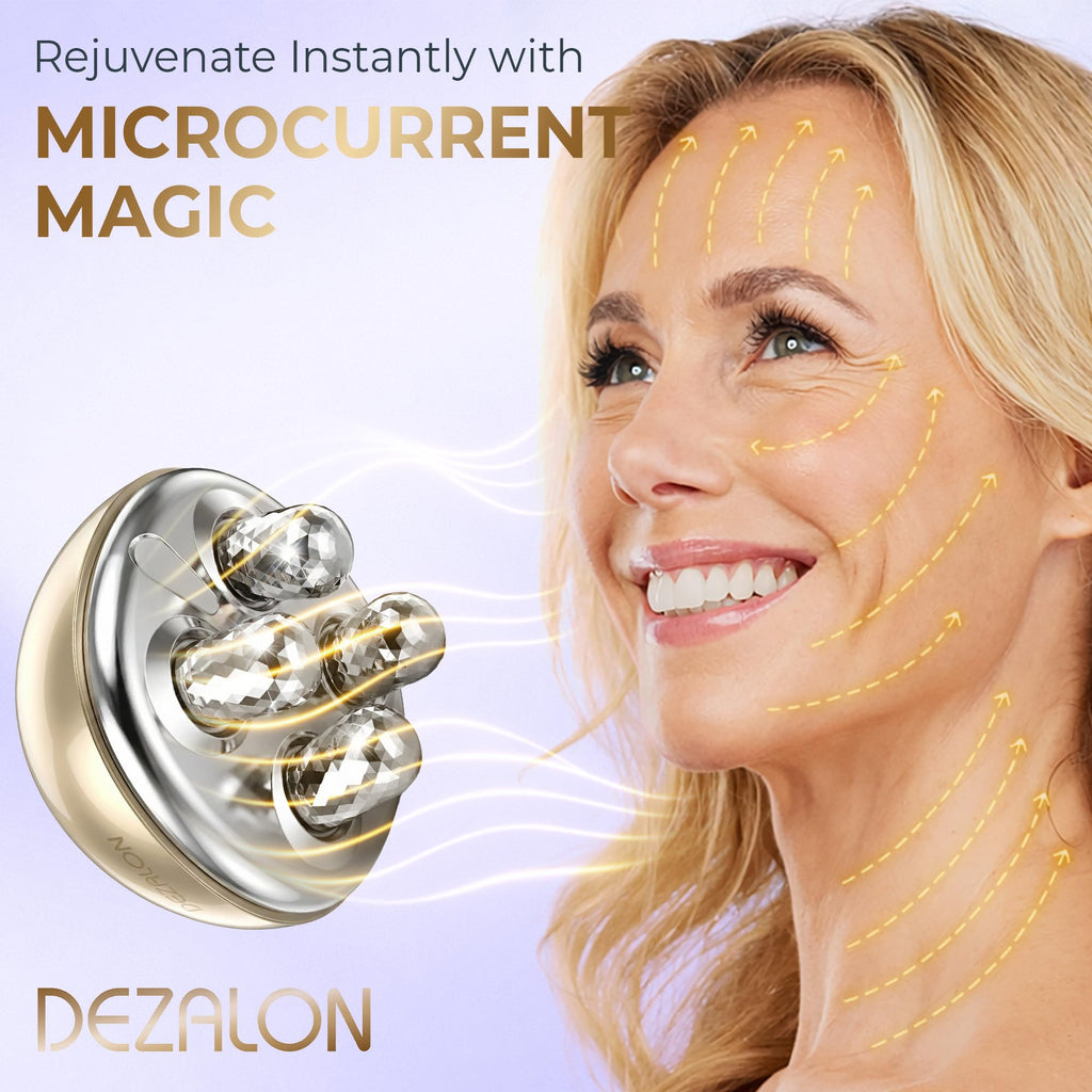 DEZALON Face Massager Tool, Eye & Neck Massager, Face Roller, Gold