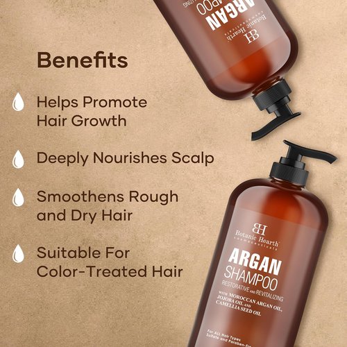 Botanic Hearth Argan Shampoo - Hydrating & Volumizing Formula for All Hair Types | 16 fl oz