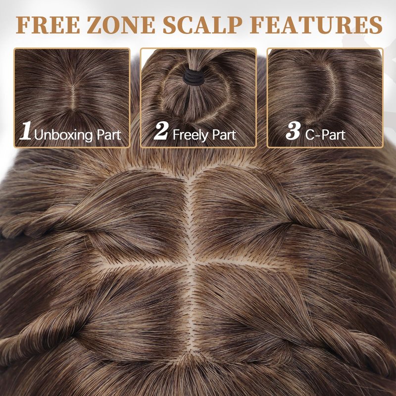 XIXIBI Blonde Wig with Bangs, 4x4 Realistic Scalp, Free Parting, Long Ombre Blonde Layered Wigs for Women, Realistic Natural Looking Heat Resistant Synthetic Wigs for Daily Party Cosplay Use 26Inch