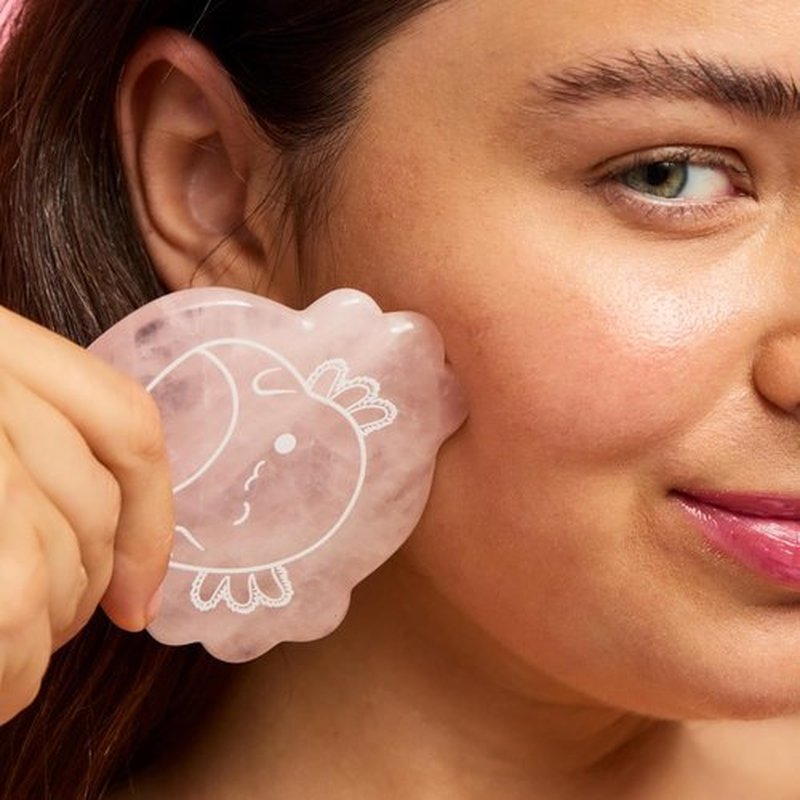 TONYMOLY Gua Sha Tool | Archie Axolotl Rose Quartz Facial Massager for Sculpting & Lymphatic Drainage - K-Beauty Limited Edition Gift