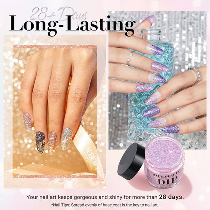 AZUREBEAUTY Dip Nails Powder Starter Kit - 8 All-Season Colors with Glossy/Matte Top Coat & Nail Sticks