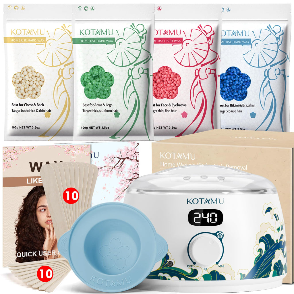 KOTAMU Waxing Kit for Women & Men, Digital Wax Warmer for Hair Removal
