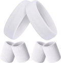 Bememo Sweatbands Set - 6 Pieces Including 2 Headbands & 4 Wristbands | Colorful Neon for Sports & Gym