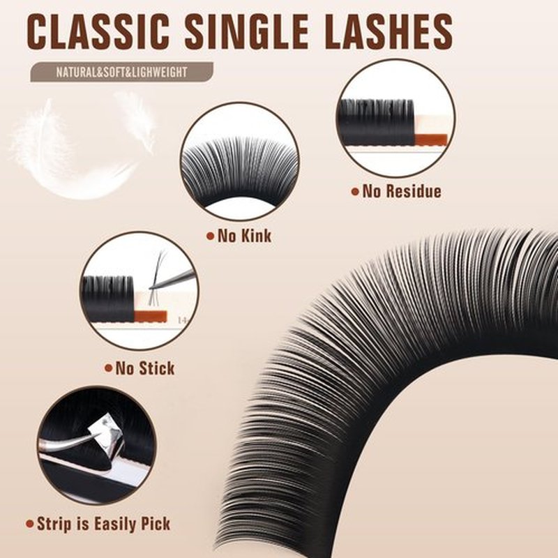 Classic Volume Lash Extension, 0.07 CC Curl 14-20mm Mixed Eyelash Extension Lash Trays, Super Matt Black Individual Lash Extensions for Professional Salon Use